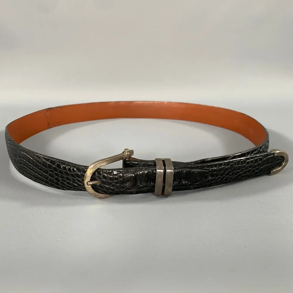 SADDLEBACK LEATHER CO. Size 42 Black Crackled Alligator Leather Belt
